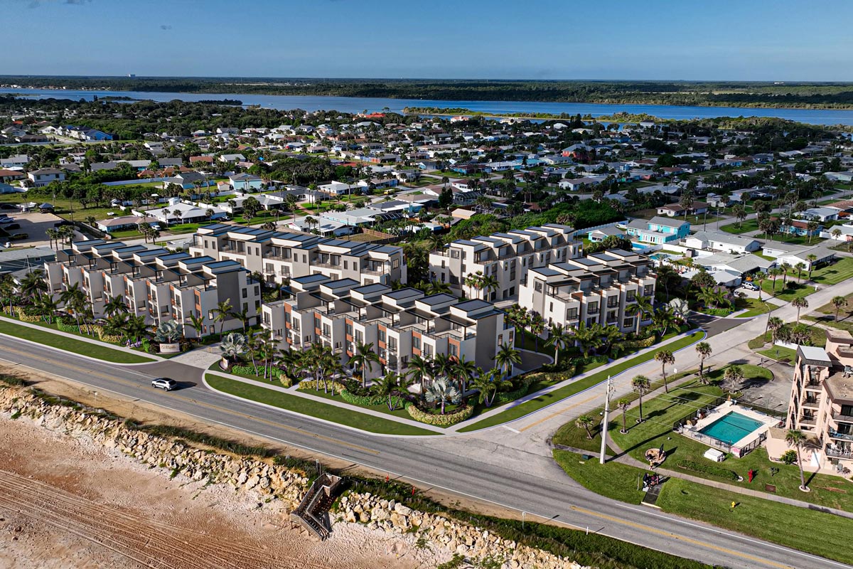 overhead view from beach