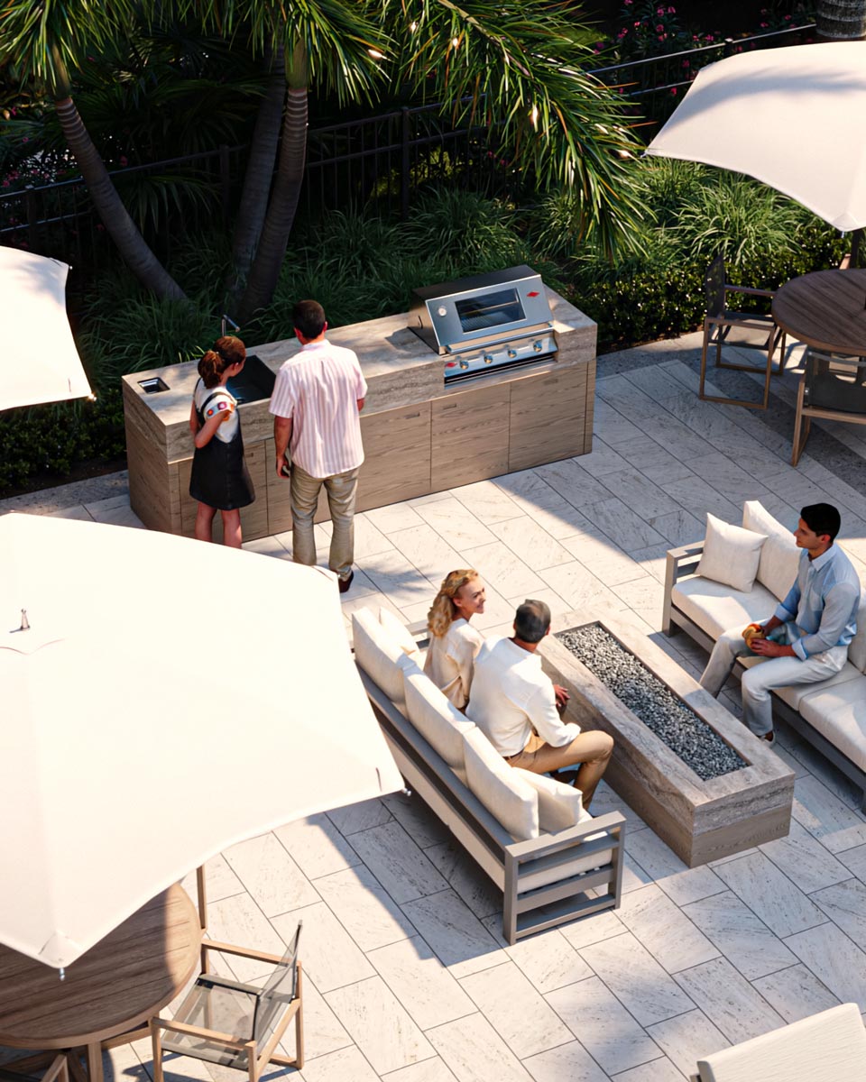 residents enjoying outdoor patio