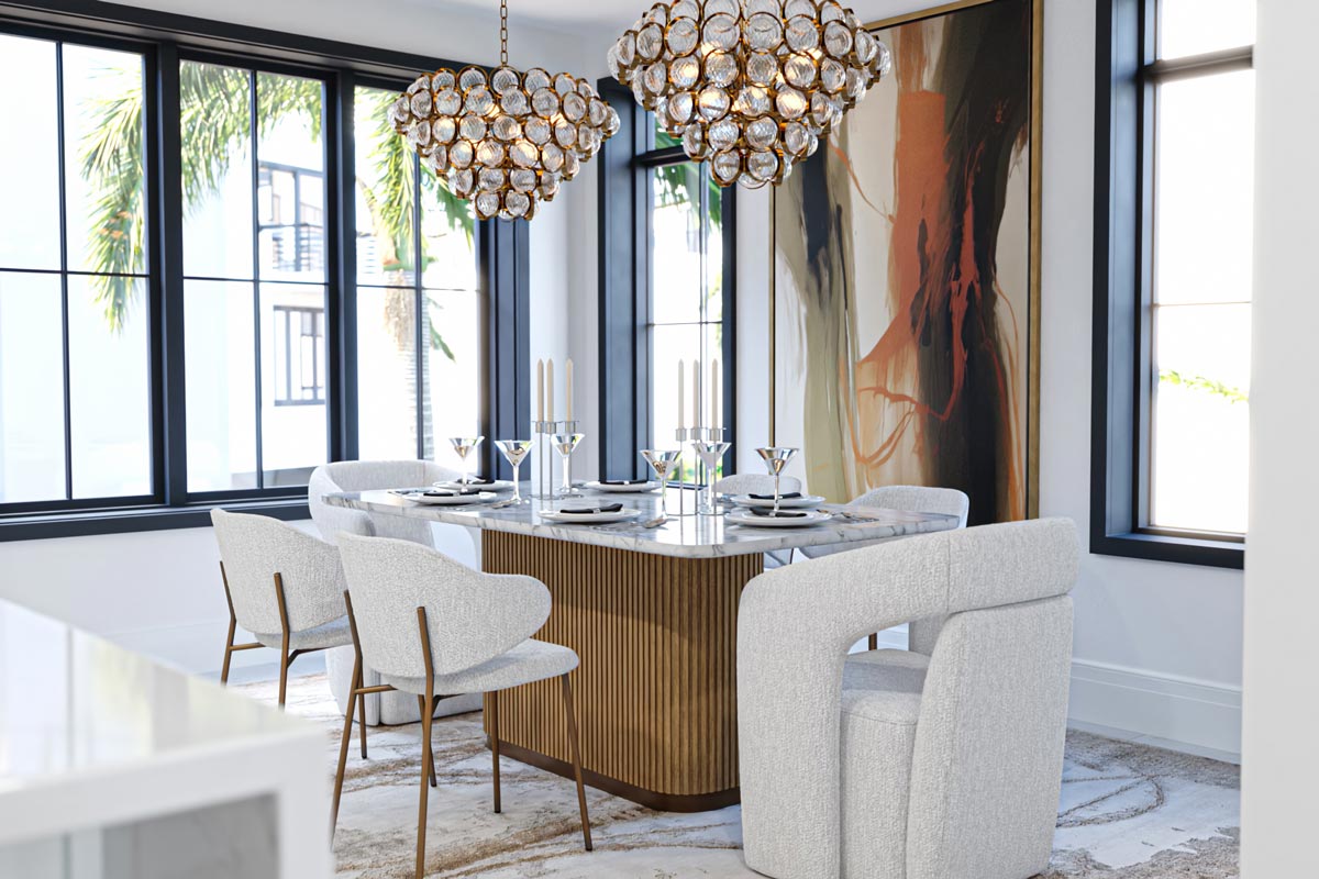well lit dining room