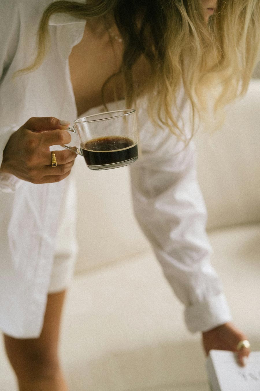 enjoying coffee